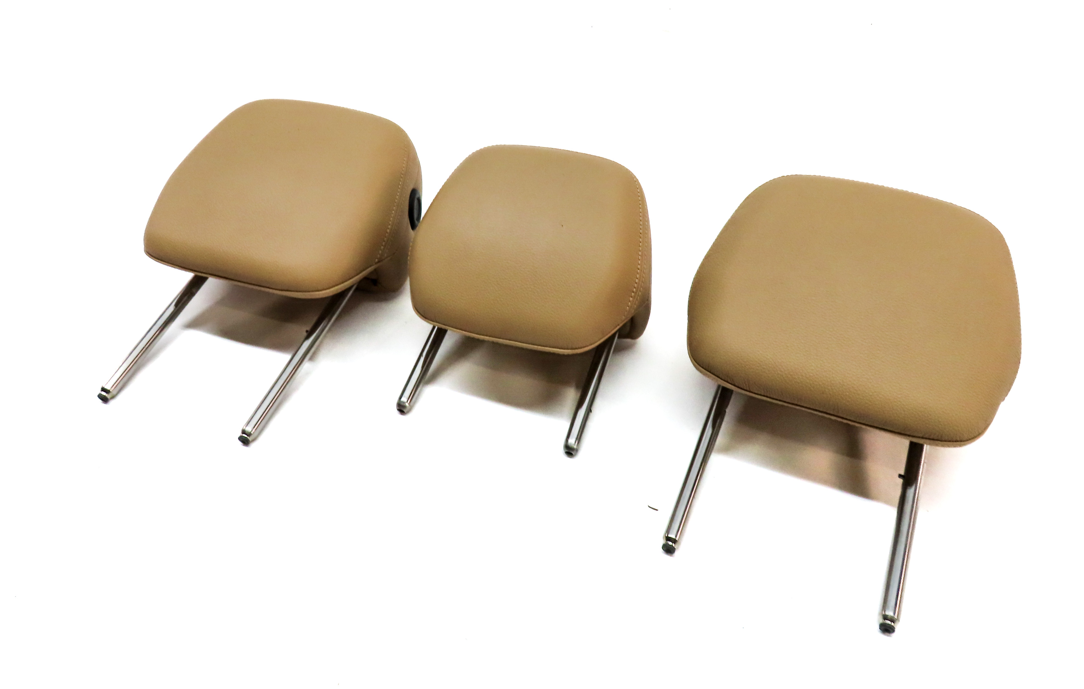 11-18 PORSCHE CAYENNE (958) REAR LEFT RIGHT & CENTER SEAT HEADREST SET/3 (Beige) — exact item pictured
